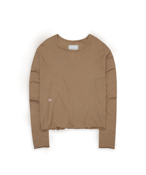 Tuewid gauze crop longsleeve t-shirts Toffee
