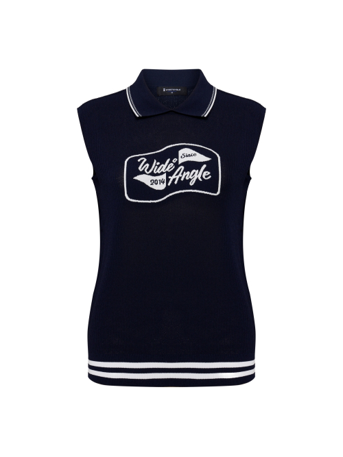 Вязаный жилет-поло с логотипом CO L_Dark Navy