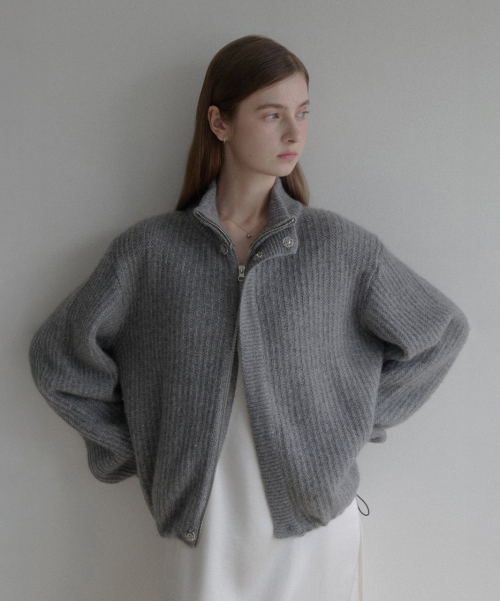 Кашемировый трикотажный кардиган на молнии esy, Grey