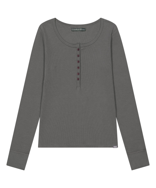 038 BUTTON LONG SLEEVE GREY