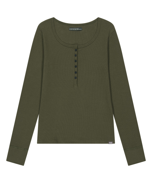038 BUTTON LONG SLEEVE KHAKI