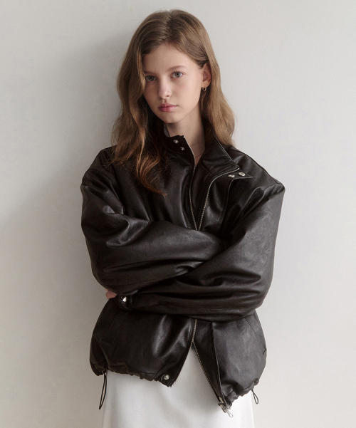 Полукожаный пуховик-жилет les half leather padding (Brown)