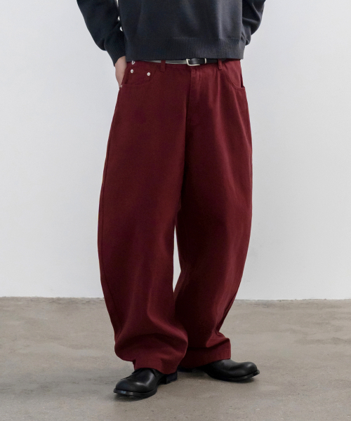 Широкие брюки Barrel Fit Curved_Burgundy
