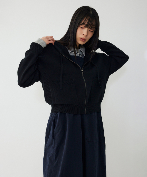 Кардиган на молнии с капюшоном_Black 9176151971