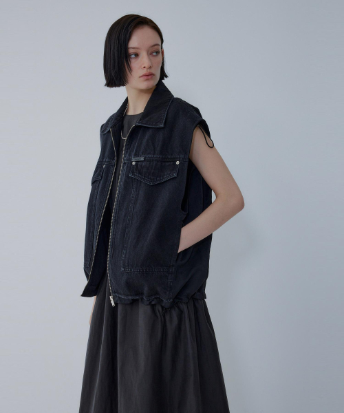 Джинсовый жилет на молнии Woven Mix Black 7156220001