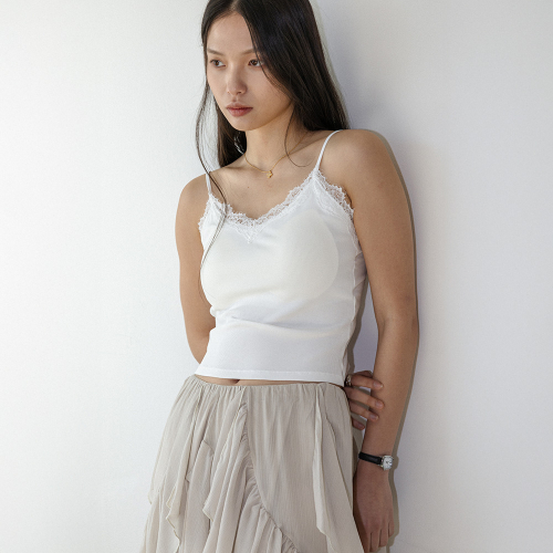 LS_Lace trim camisole tank top_WHITE