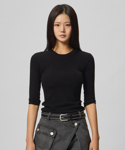Трикотажная футболка 7/3 в рубчик layered [Black]