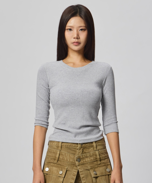 Layered rib трикотаж 7/10 тишёрт Grey