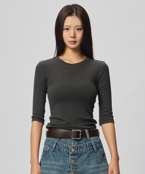 Layered rib трикотаж 7/10 тишёрт Charcoal