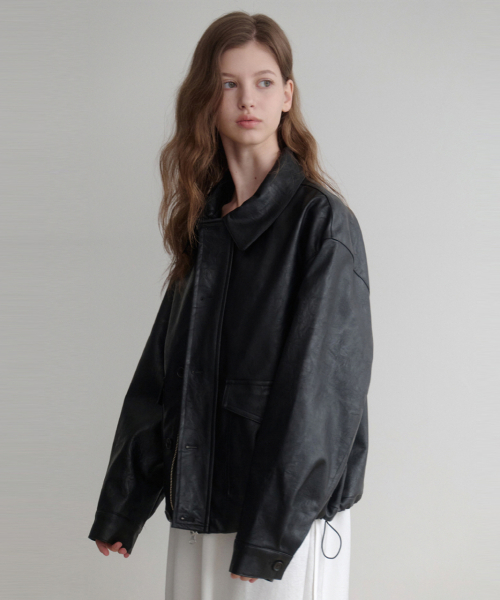 hidden Pocket Leather Jacket (black)