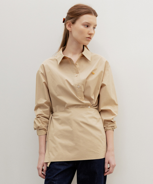 Aube Scarf-Wrap Shirt Beige