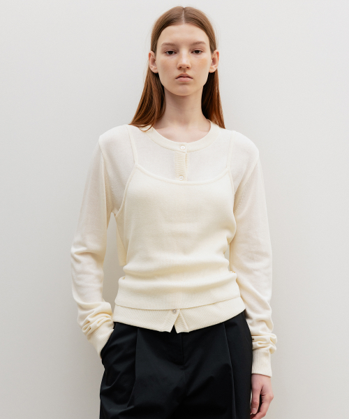 Lena Bustier Layered Cardigan Set Cream