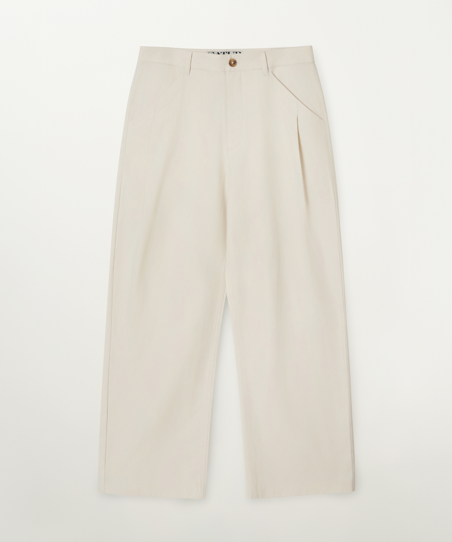 Relaxed Cotton Blend Pants Cream