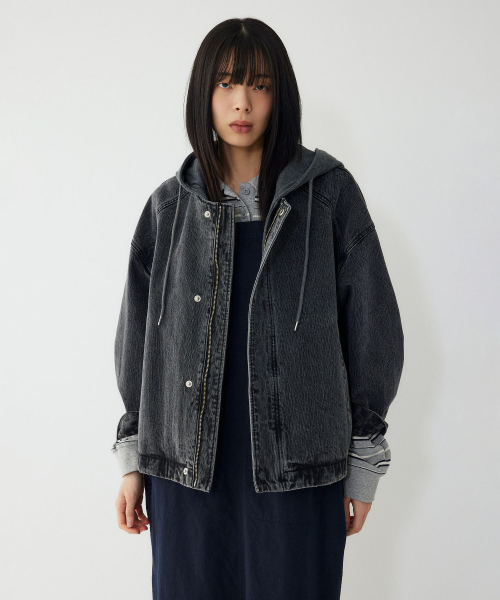 Джинсовая куртка с капюшоном_Dark Grey 9176113971