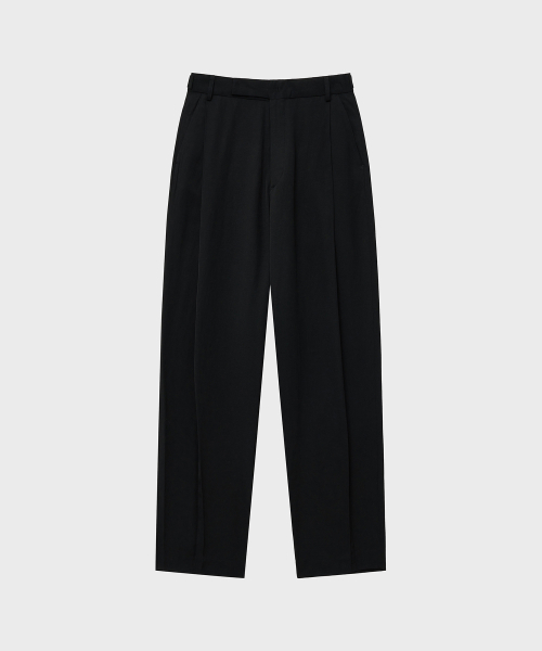 Льняные вайд баллон слаксы с одним защипом Black