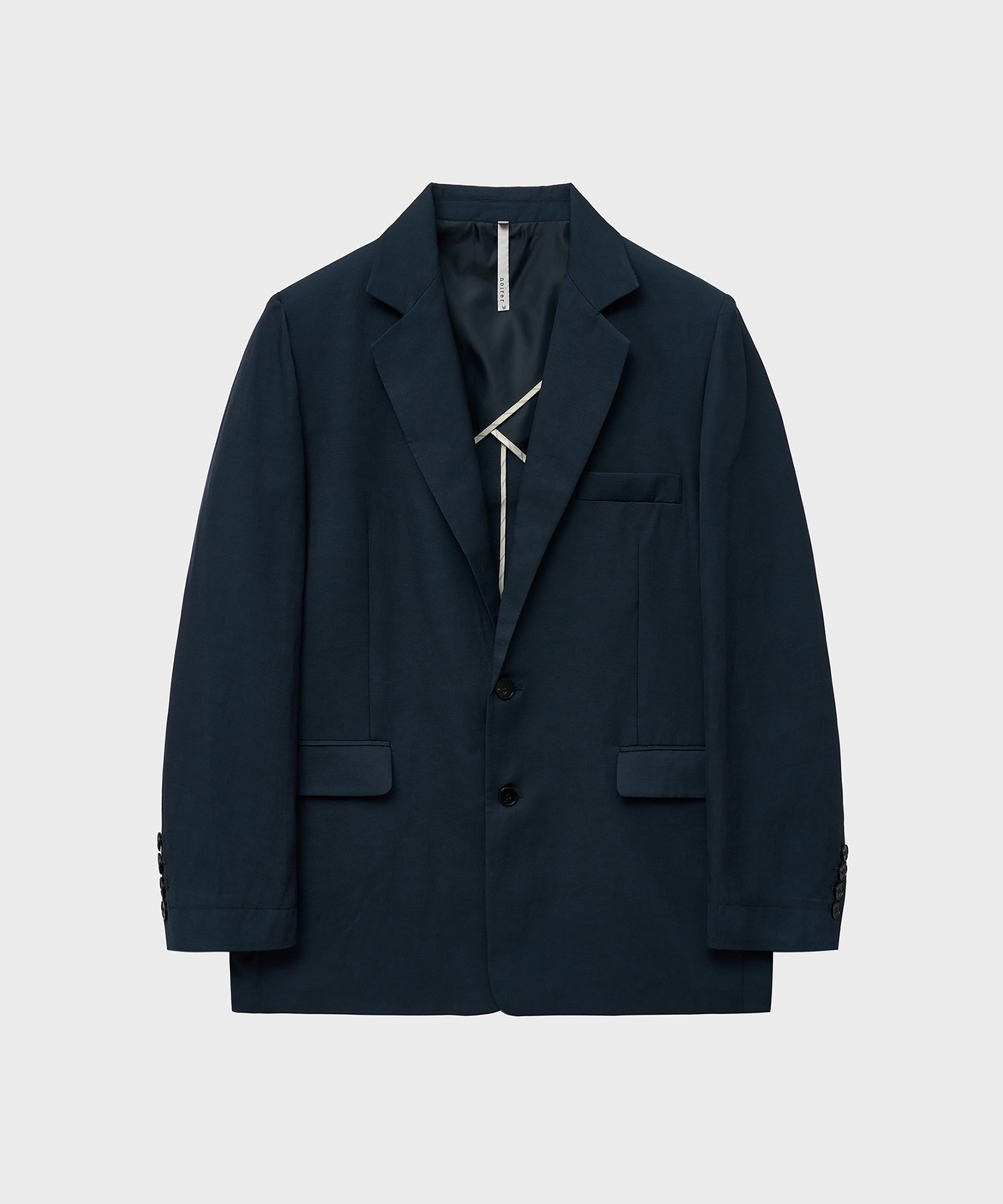 LINEN OVERFIT BLAZER (NAVY)