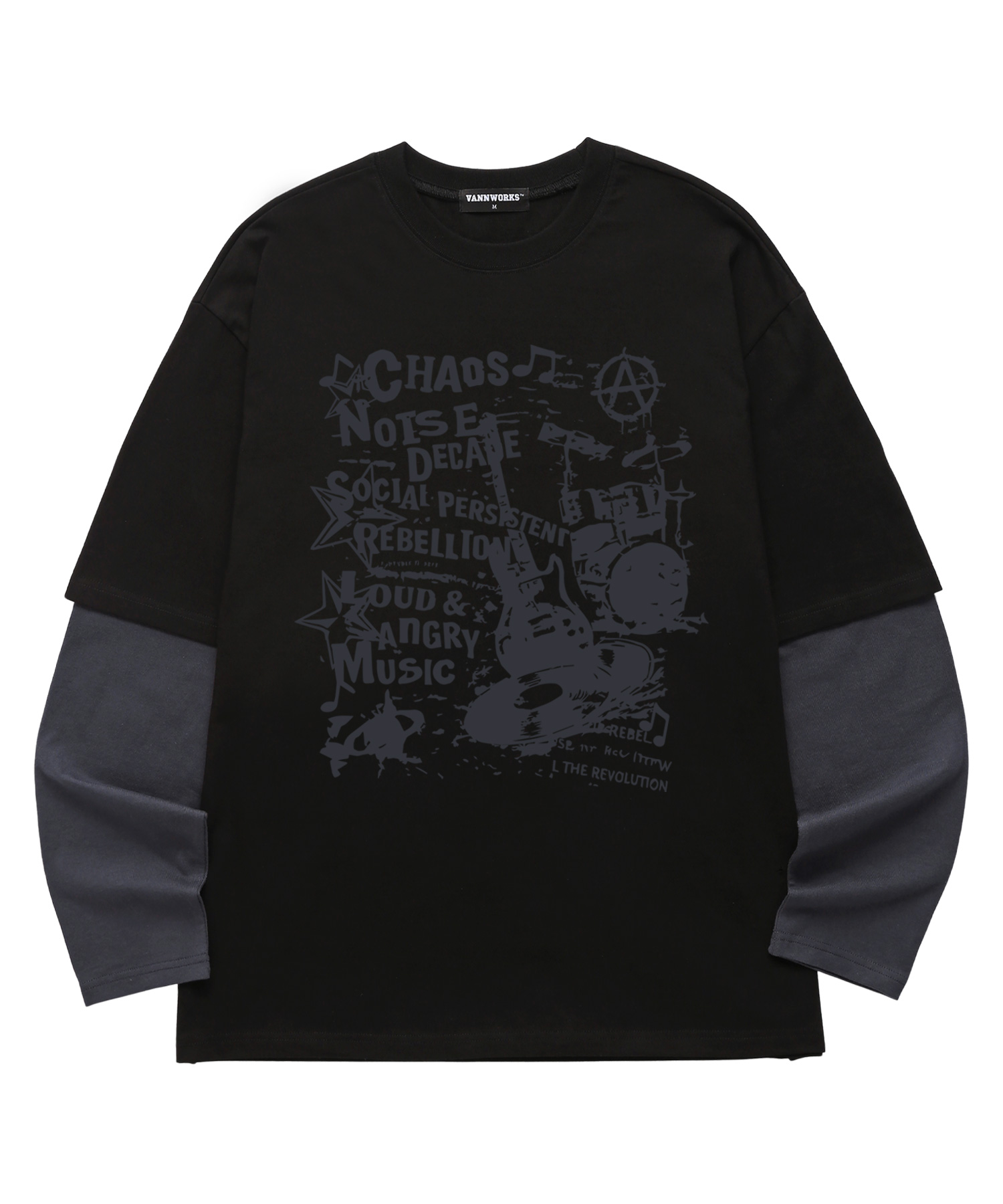Layered CHOAS MUSIC Long Sleeve (VVLL0222) Black