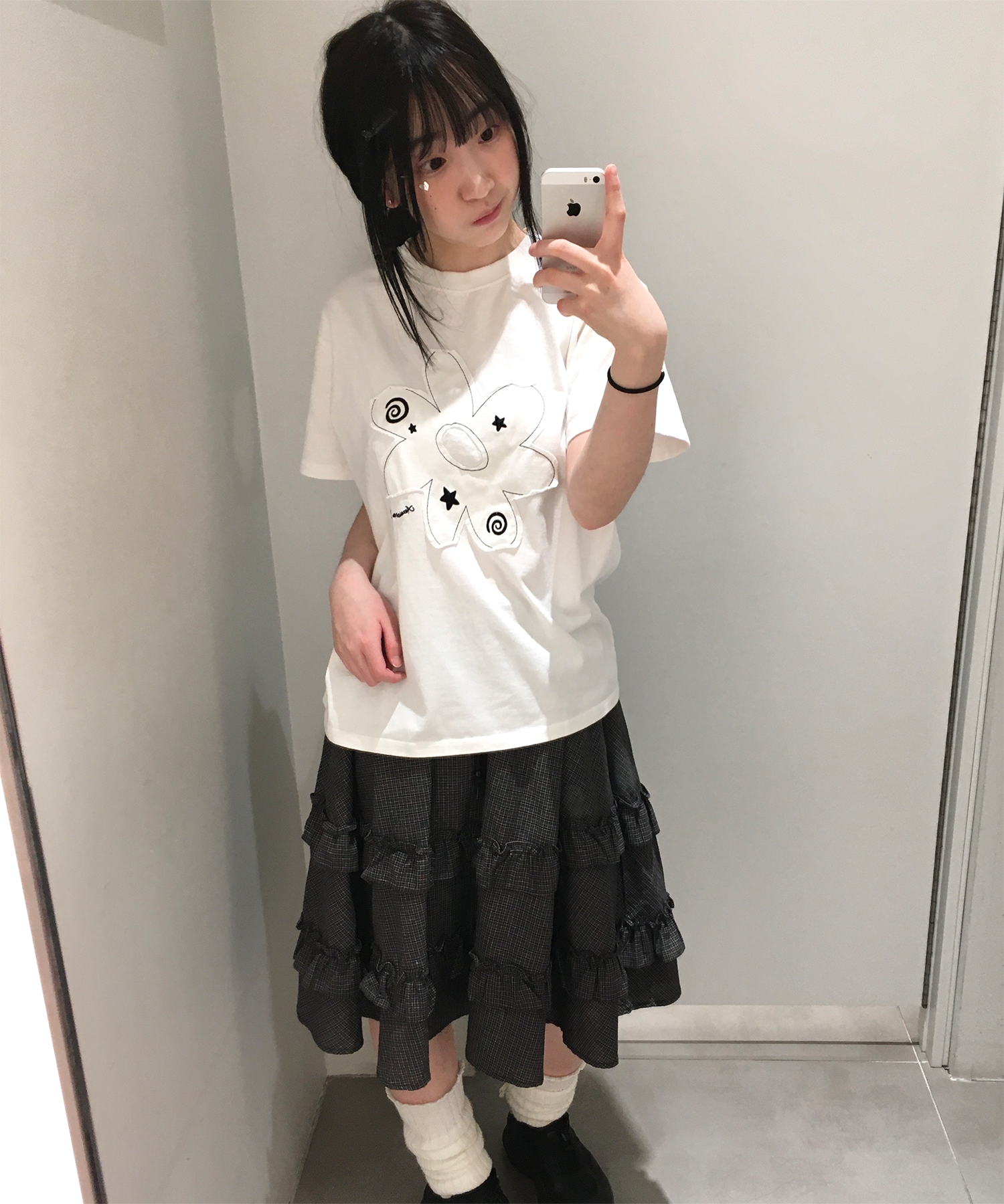 FLOWER PATCHWORK SHORT SLEEVE T-SHIRT IVORY