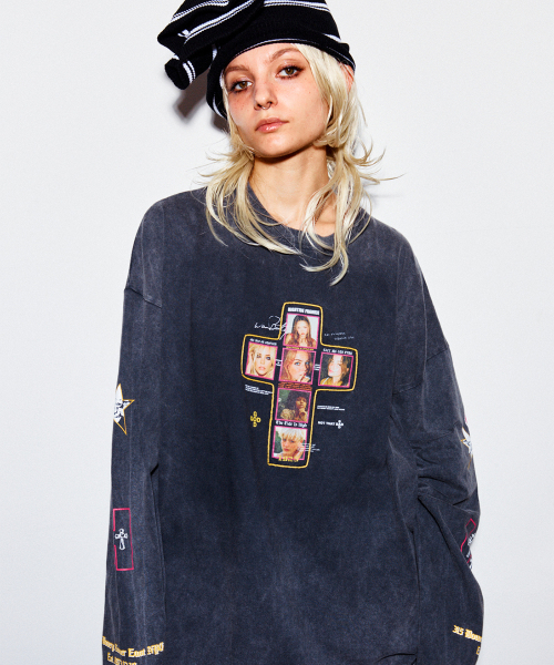 False Icon Long Sleeve Tee Charcoal
