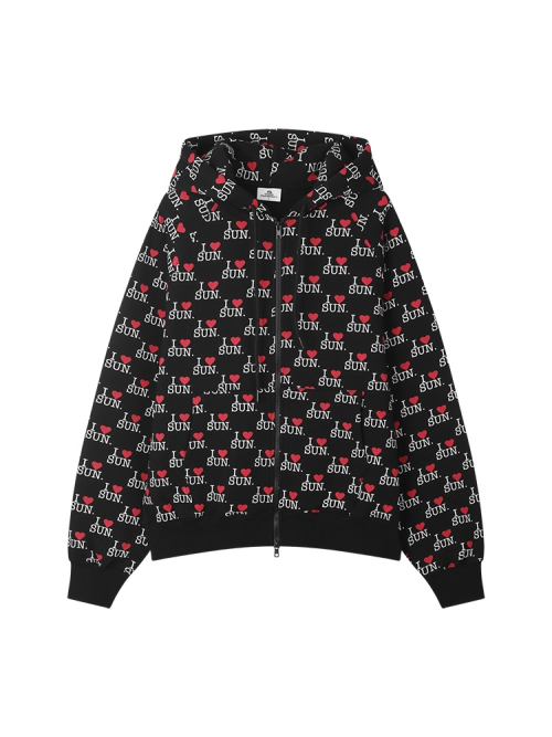 I LOVE SUN ZIP HOODIE BLACK
