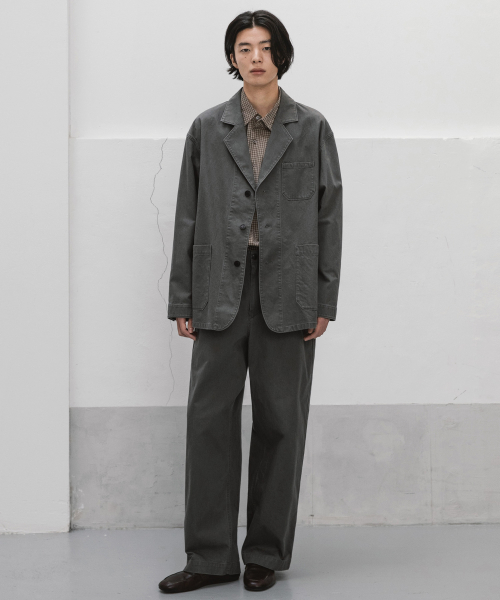 French Drill 3 Button Jacket (Smoky Gray)