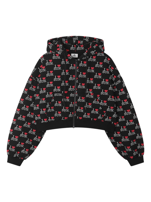 W) I LOVE SUN ZIP HOODIE BLACK