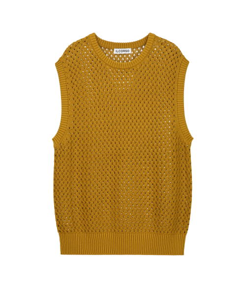Вязаный жилет в сетку Honeycomb Dark Yellow