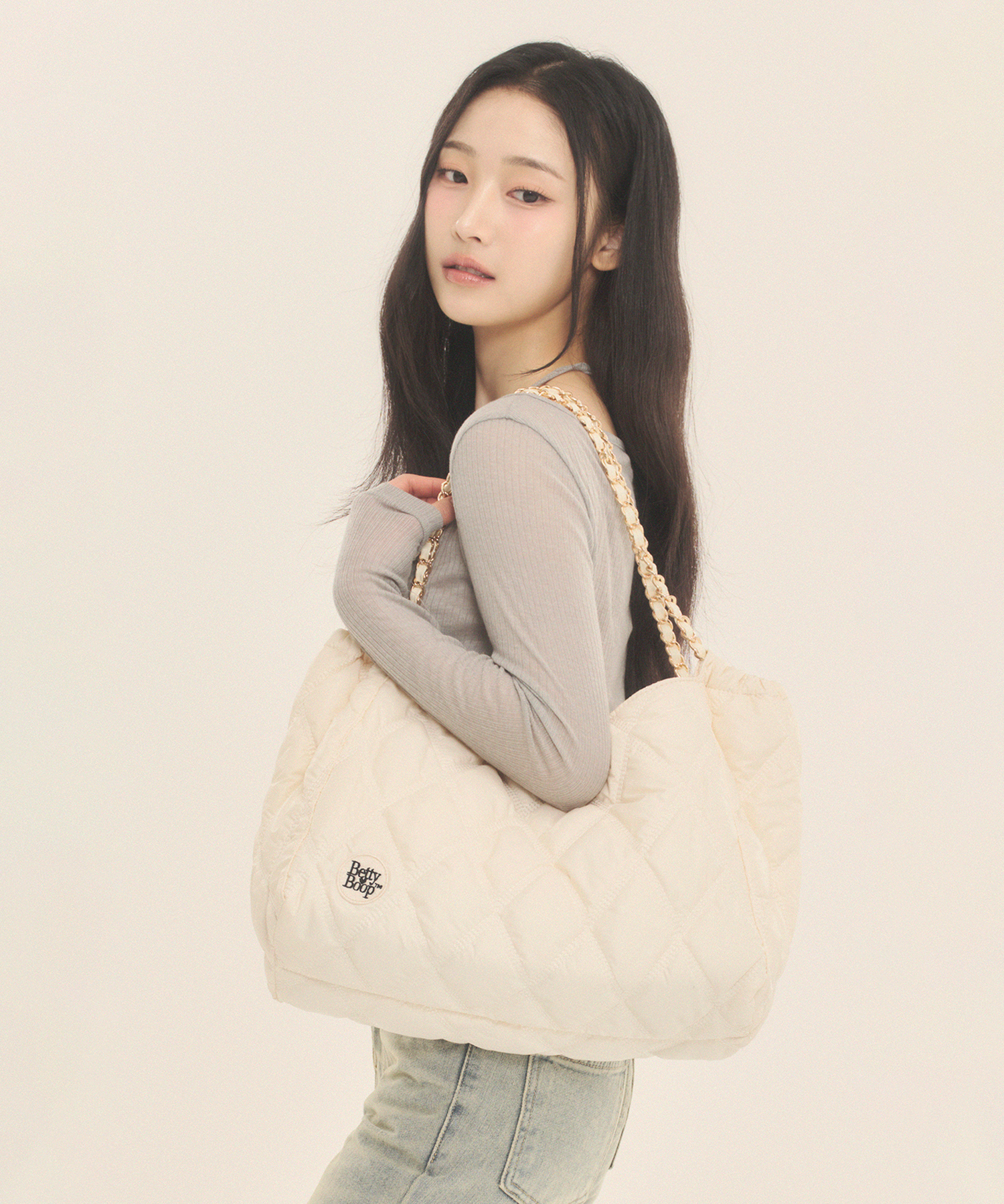 BETTY BOOP Quilting Chain Shoulder Bag_Ivory