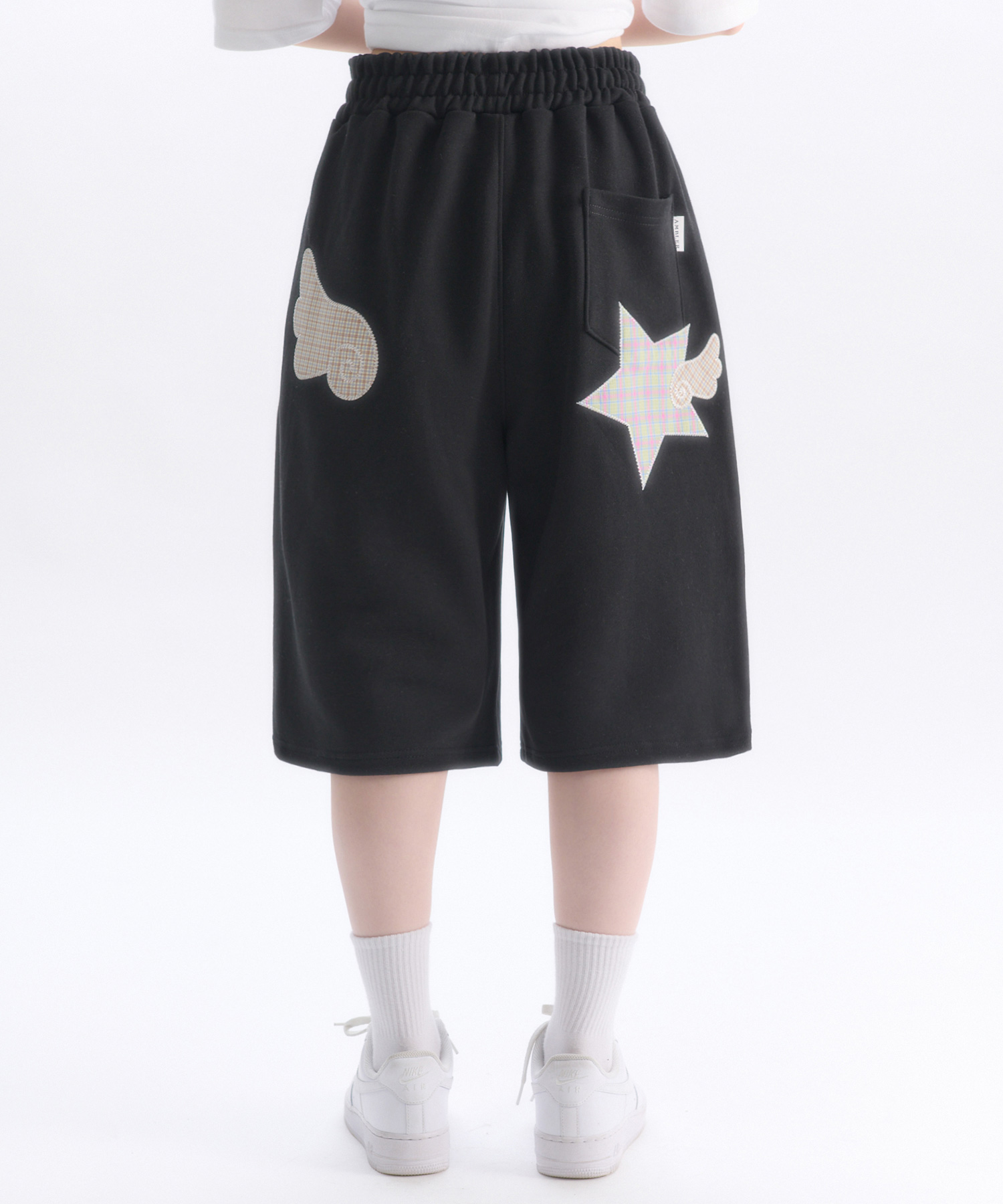 Angel Star Patch shorts Bermuda Sweat Shorts ASP901 (Black)