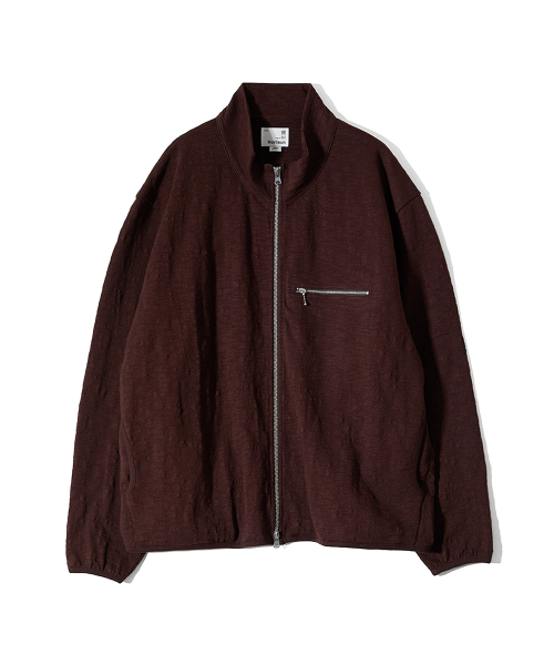 Baxter Slub Zip Up Jacket Dark Brown