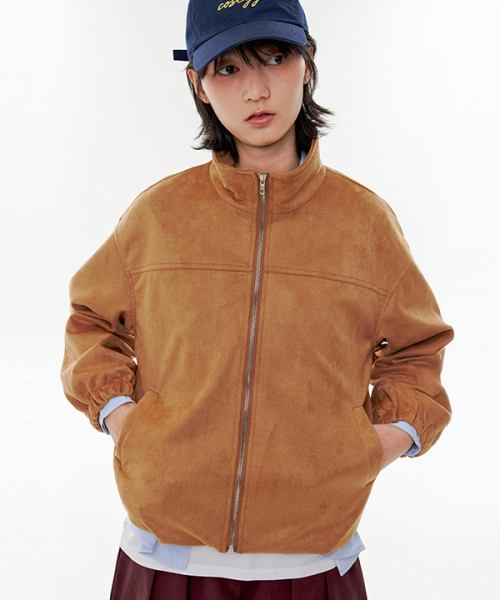 Synthetic Suede Half-Neck Jacket_EESJK0995