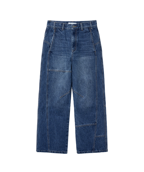 Stitch semi wide jeans BLUE