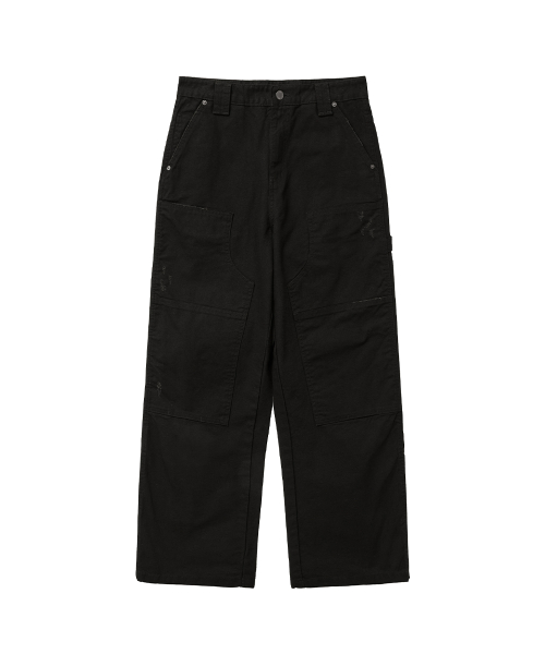 Double knee carpenter pants BLACK