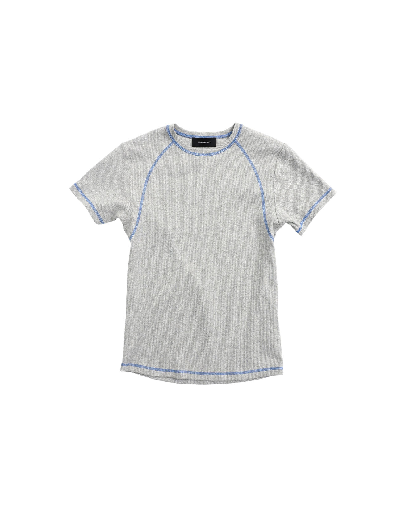 COLORED STITCH LINE SHORT SLEEVE TEE (MELANGE GREY)