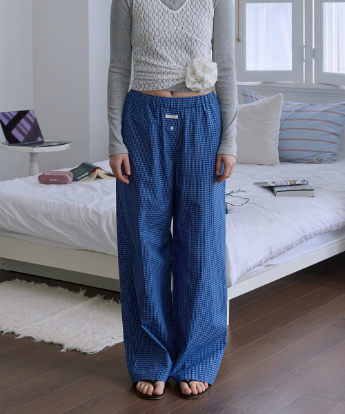 BANDING PAJAMA PANTS (BLUE-CHECK)