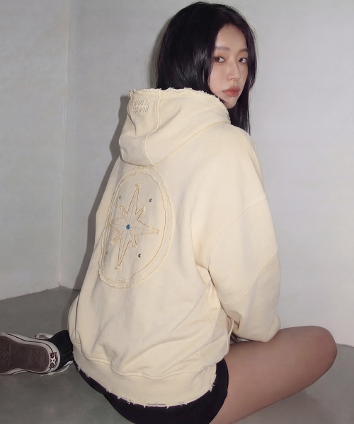 Оверсайз худи на молнии с заклепками [Beige]