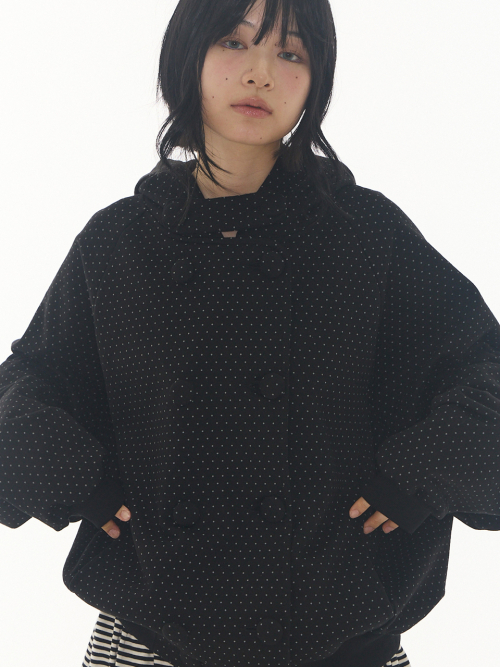 Double Buttoned Hoodie Jacket Dotted чёрный