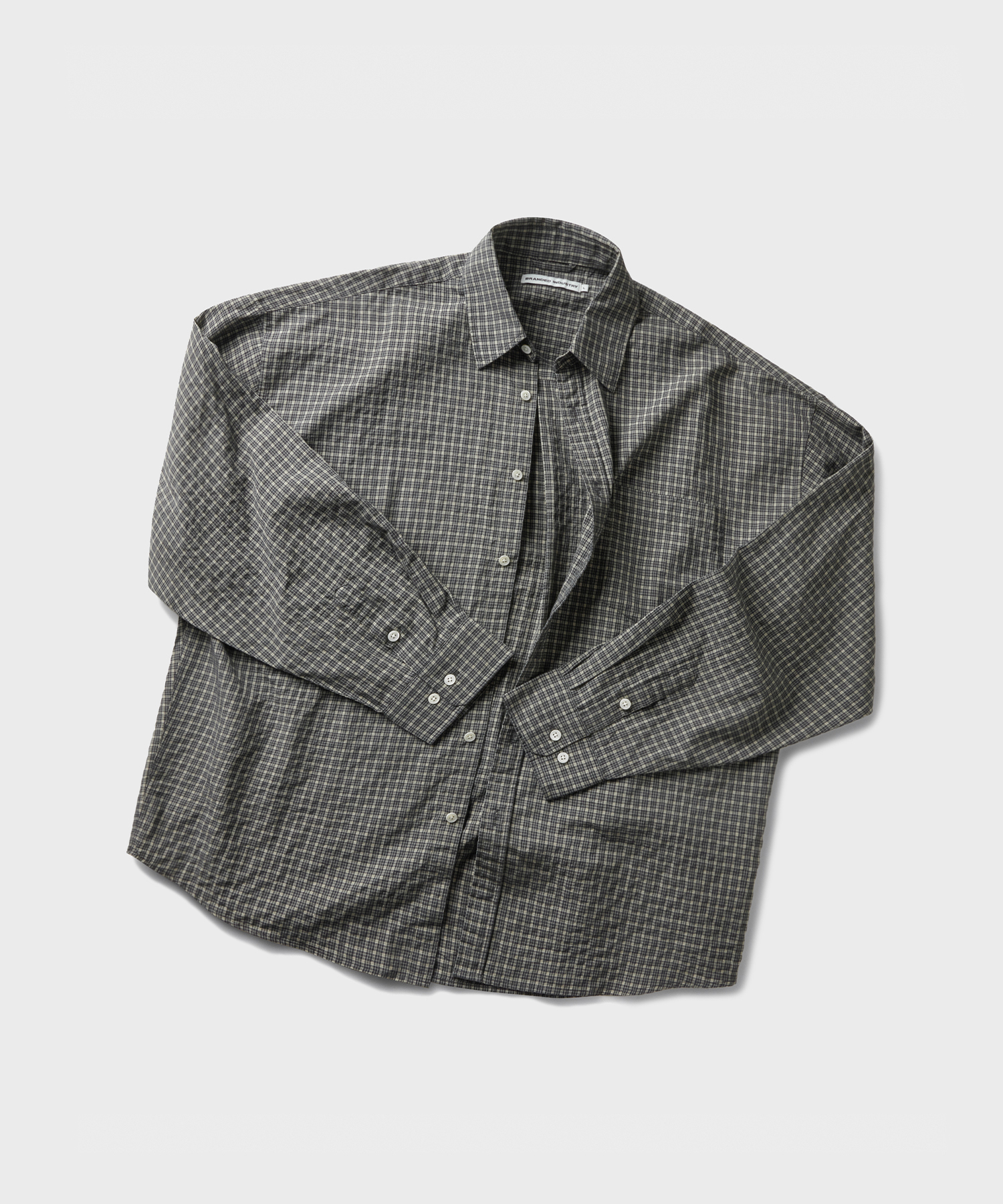 SQUARE OVERSIZED CHECK SHIRT ASH серый