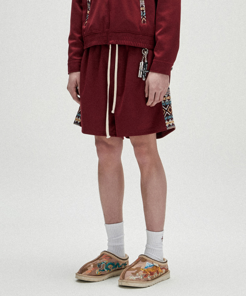 Tribal Jacquard Side Panel Shorts - красный