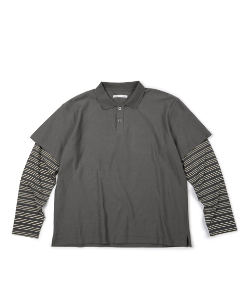LAYERED STRIPE POLO L/S TEE