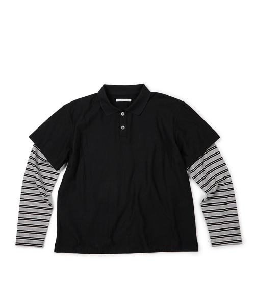 LAYERED STRIPE POLO L/S TEE
