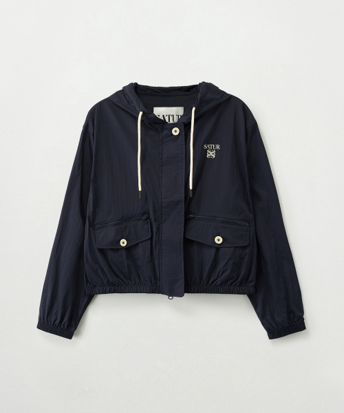 (W) Укороченная ветровка с капюшоном Navy