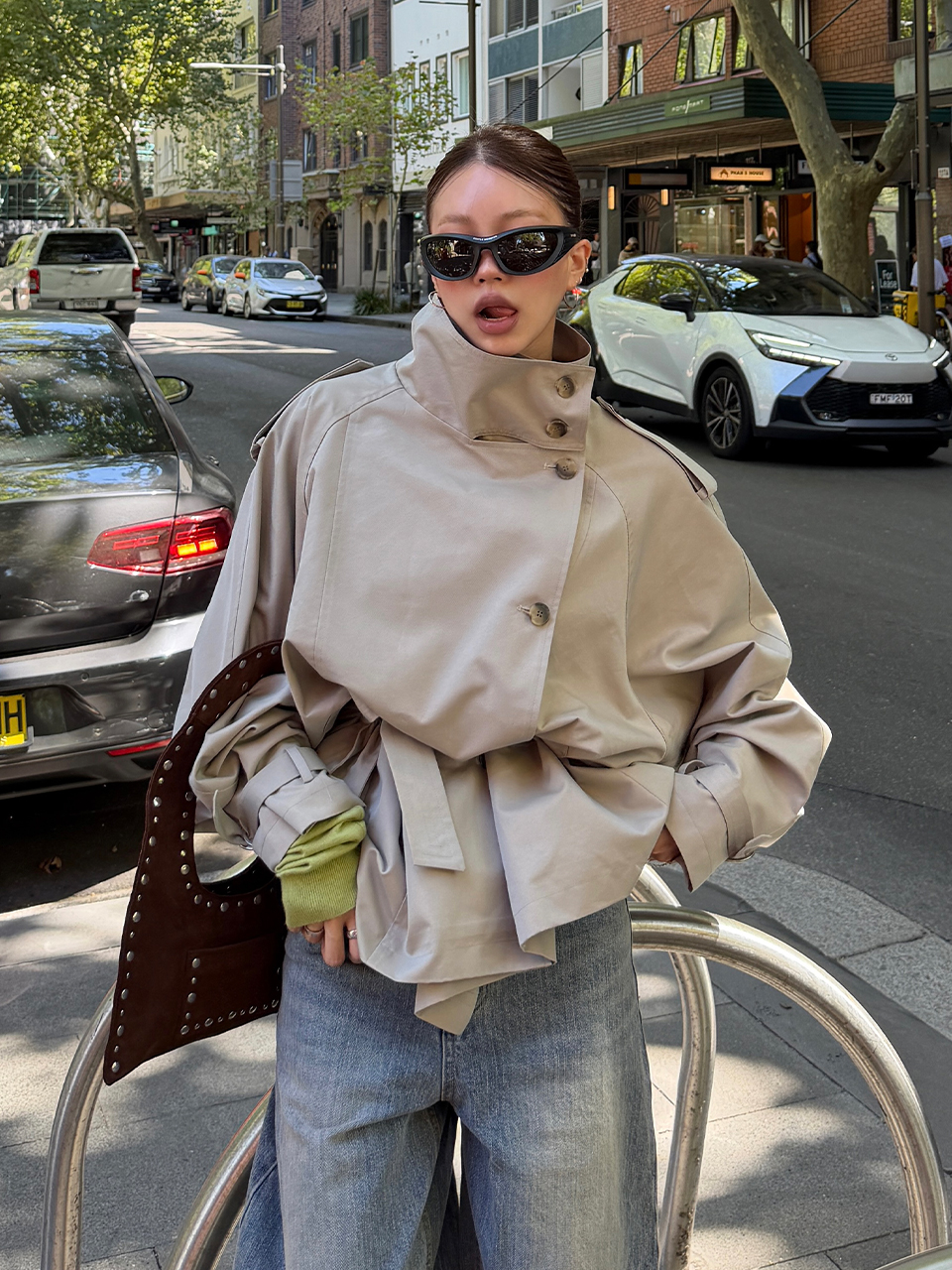 Double Trench Half Coat бежевый