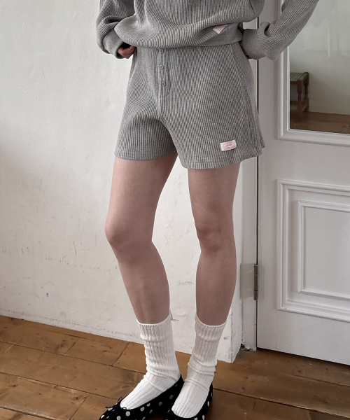 Waffle sweat short pants