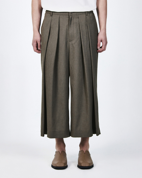 Укороченные широкие брюки с запахом Khaki ZI3PT302KK