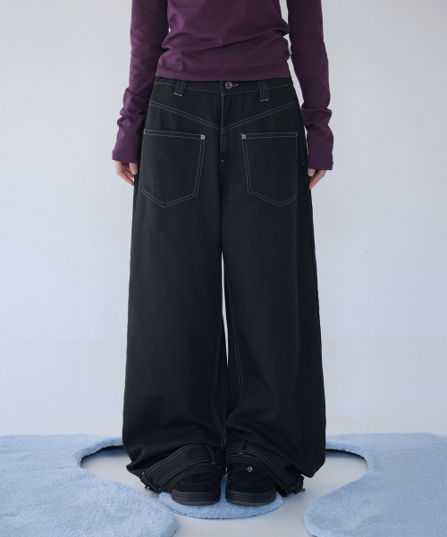BELTED POCKET COTTON PT чёрный