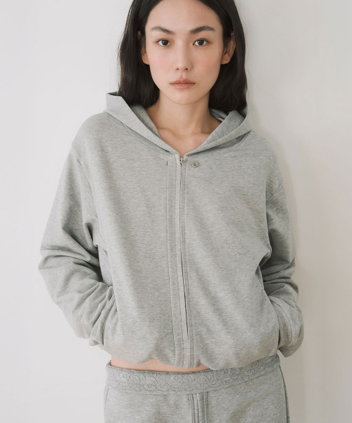 REGULAR JERSEY HOODIE ZIP-UP, серый
