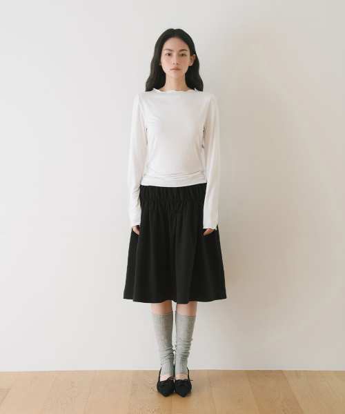 MOCK NECK LONG SLEEVE TOP, IVORY