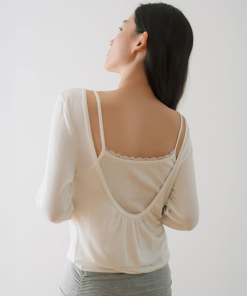 LACE RIBBED SLEEVELESS TOP, IVORY