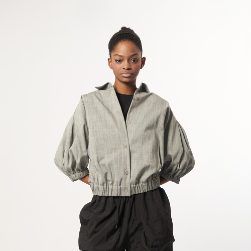 Куртка с объемными рукавами на резинке Beige AW61JO08